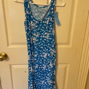 Draper & James brand sky blue and white tailored sundress.